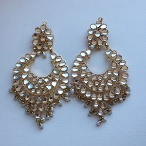 Large white stone earrings